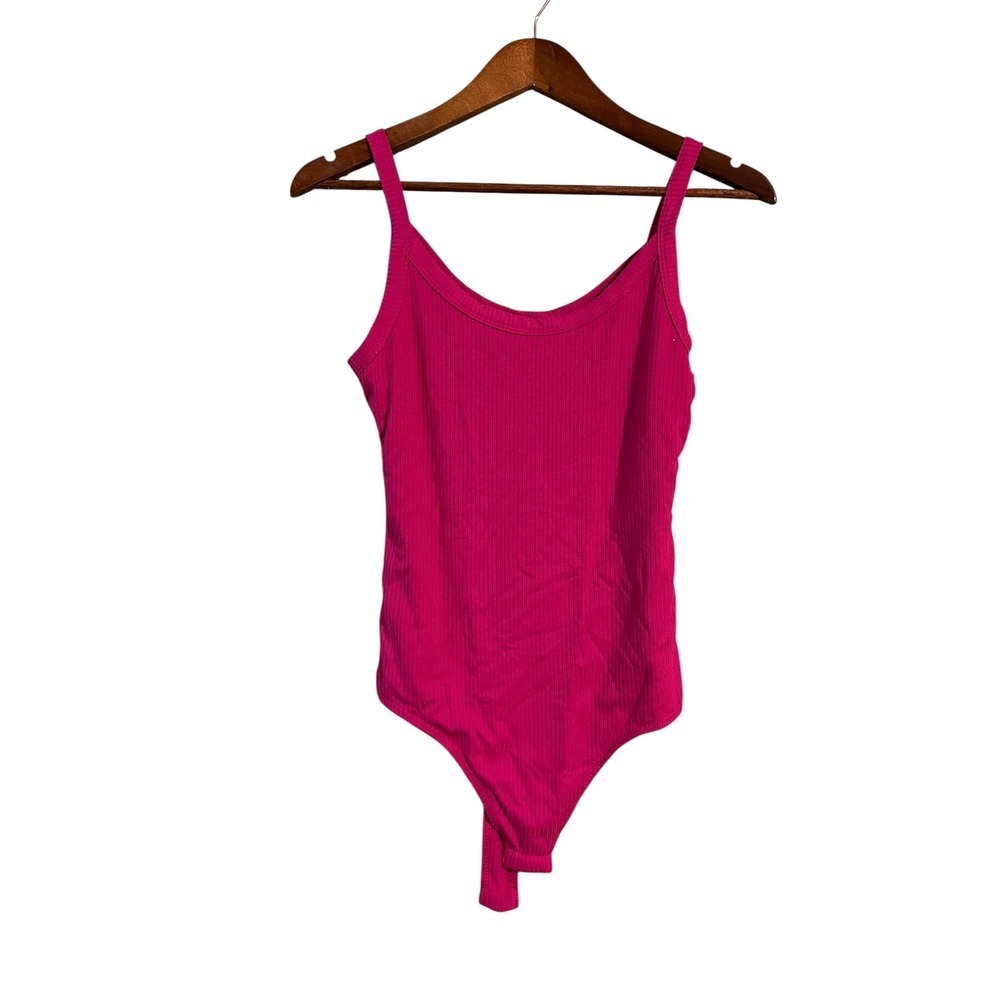 Pink Lily Women's Pink Ribbed‎ Sleeveless Bodysuit Casual Everyday Top